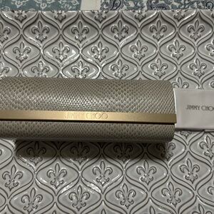Jimmy Choo Elegant Gold and Gray Textured Eye Wear Case (glasses not included)